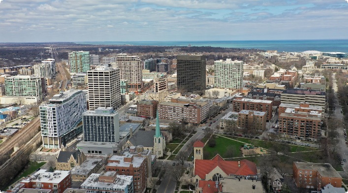 Image from above of Evanston