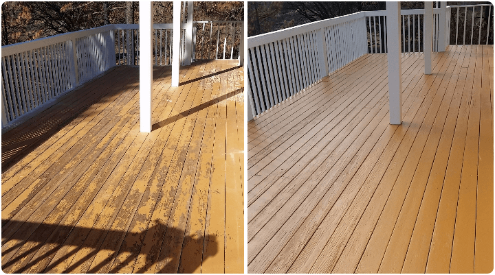 before and after deck sealing service