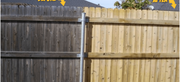 fence cleaning, before and after image
