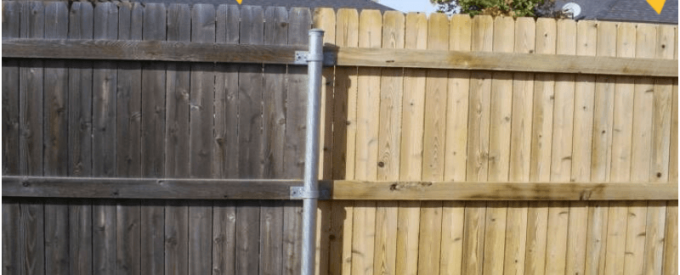 fence cleaning, before and after image